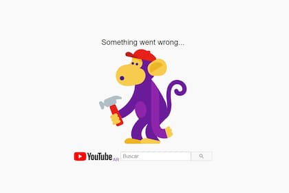 Una vista inusual: el mensaje que avisa que el sitio de YouTube está inaccesible