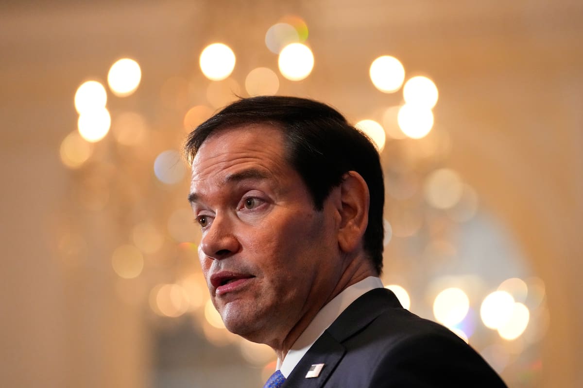 United States Secretary of State Marco Rubio speaks to the media after meeting with Russian Foreign