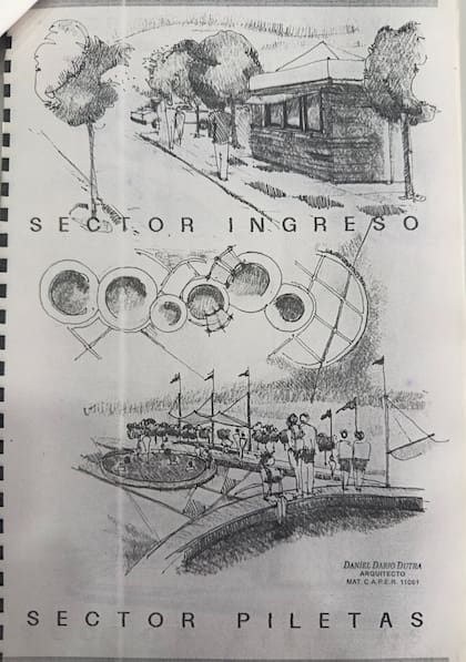 Uno de los bosquejos del proyecto del parque termal, firmado por el arquitecto Daniel Dutra