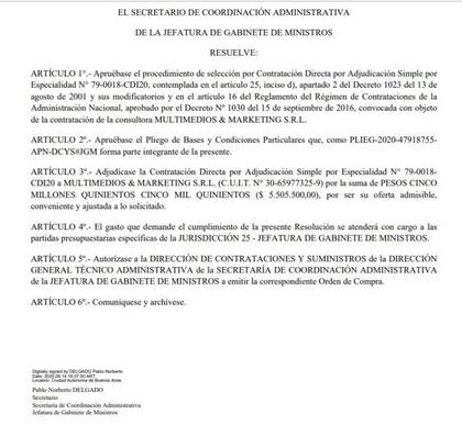 Uno de los contratos presentados en el programa