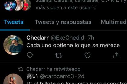 Uno de los denunciados, Exequiel Chedid, inmediatamente después de la pelea publicó en un mensaje en Twitter que luego borró