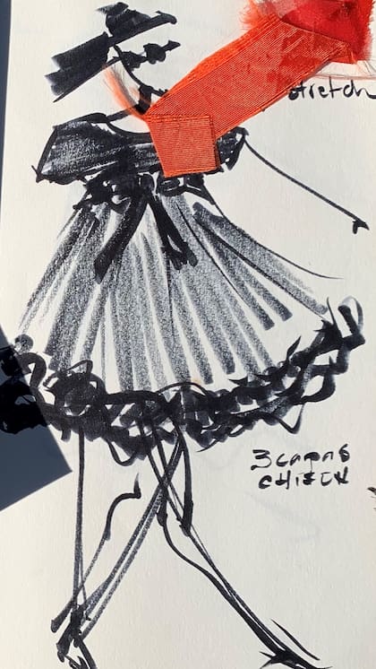 Uno de los dibujos que realizó mientras estudiaba diseño de moda en Boston