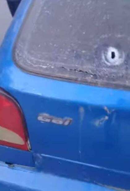 Uno de los disparos de Nicolás Jaime alcanzó al auto de Damián Di Bello
