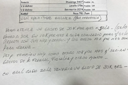 Uno de los documentos encontrados en un allanamiento señala el pago de coimas a una persona identificada con el apodo "Sarna"