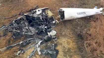 Uno de los helicópteros quedó irreconocible tras el accidente