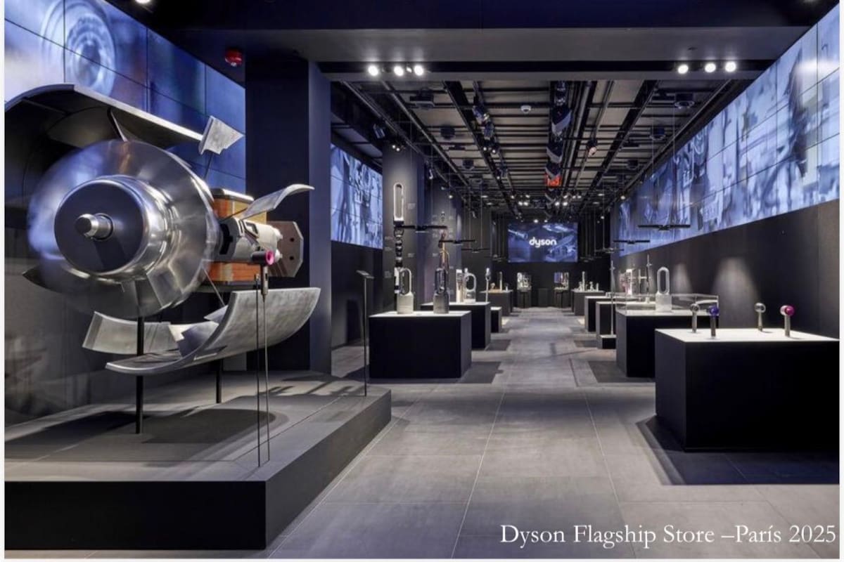 Uno de los locales de Dyson, empresa especializada en electrodomésticos. A la izquierda, un lavarropas con alta tecnología a la vista