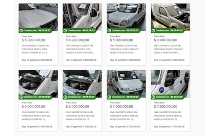 Uno de los lotes de camionetas de las subastas del Banco Ciudad