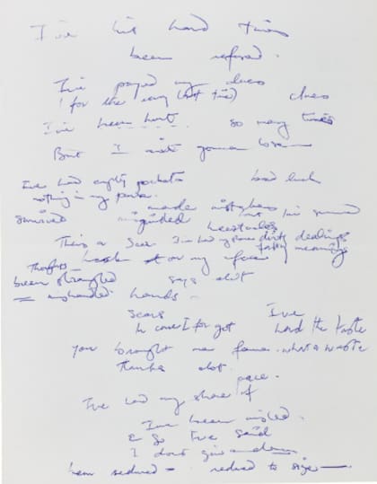 Uno de los manuscritos de Mercury, con la letra de 'We Are The Champions'