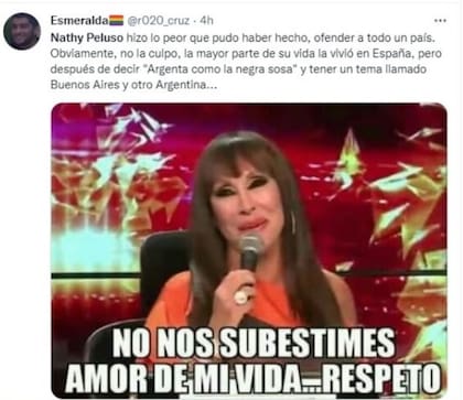 Uno de los memes que se viralizó, luego de que Nathy Peluso dijera que se siente española.