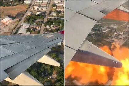 Uno de los motores del avión se incendió casi al inicio del vuelo, desde Houston a Cancún