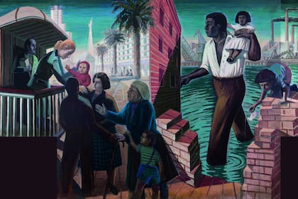 Uno de los murales pintados por el artista Daniel Santoro en la CGT