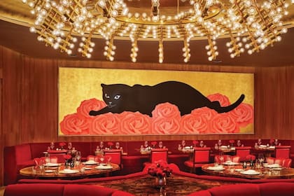 Uno de los murales realizados por Edgardo Giménez en el restaurante La Boca