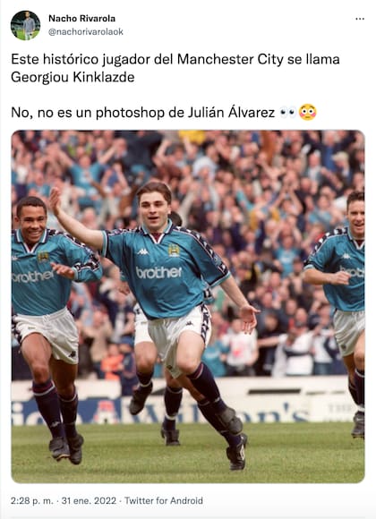 Uno de los posteos que circuló en las redes por el parecido entre el jugador del River y el histórico el City