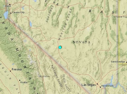 Uno de los sismos más fuertes de las últimas horas en territorio continental de Estados Unidos ocurrió cerca de Goldfield, Nevada