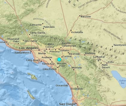 Uno de los sismos más fuertes de las últimas horas en territorio continental de Estados Unidos ocurrió cerca de Corona, California