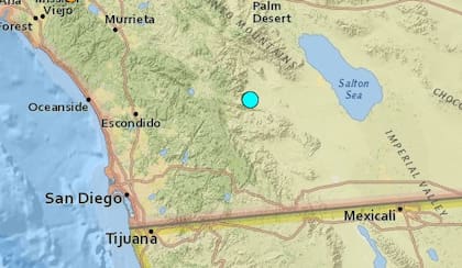 Uno de los sismos más fuertes de las últimas horas en territorio continental de Estados Unidos ocurrió cerca de Borrego Springs, California