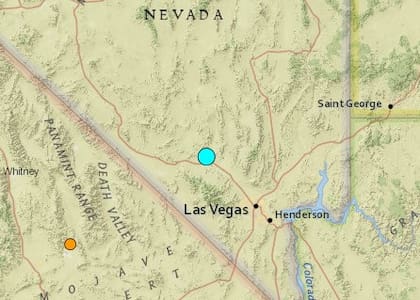 Uno de los sismos más fuertes de las últimas horas en territorio continental de Estados Unidos ocurrió cerca de Indian Springs, Nevada