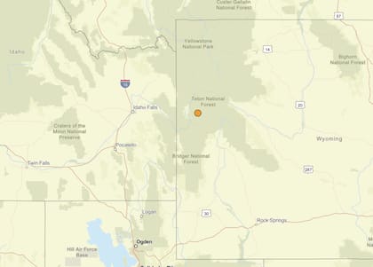 Uno de los sismos más fuertes se produjo cerca de Jackson, Wyoming, con una magnitud de 3,9