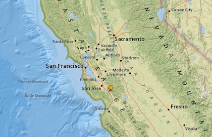 Uno de los temblores más fuerte de las últimas 24 horas en territorio continental estadounidense ocurrió cerca de Morgan Hill, California