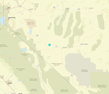Uno de los temblores más fuertes de las últimas 24 horas en territorio continental estadounidense ocurrió cerca de Mina, Nevada