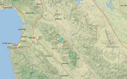 Uno de los temblores más fuertes de las últimas 24 horas en territorio continental estadounidense ocurrió cerca de Tres Pinos, California