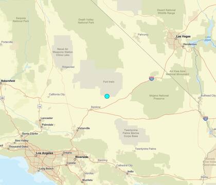 Uno de los temblores más fuertes de las últimas 24 horas en territorio continental estadounidense ocurrió cerca de Fort Irwin, California