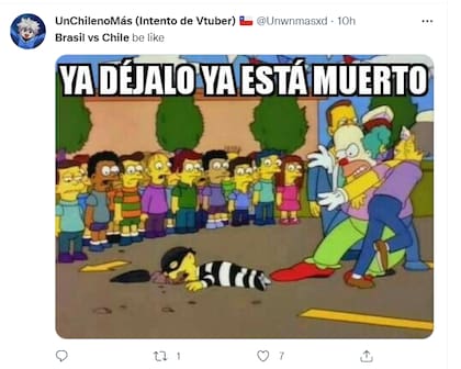 Uno de los usuales memes que se viralizan tras una goleada como la de Brasil a Chile