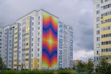 Uno de sus murales en Rusia