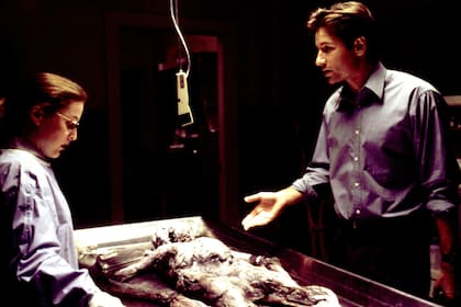 Unos jóvenes Duchovny y Anderson en los inicios de la ficción