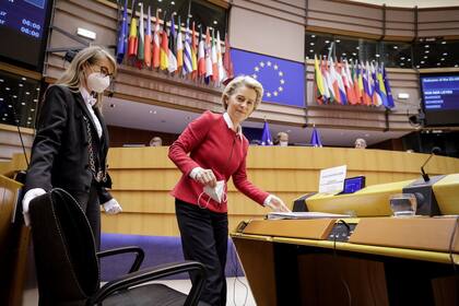 Ursula von der Leyen, ayer en el Parlamento Europeo en Bruselas