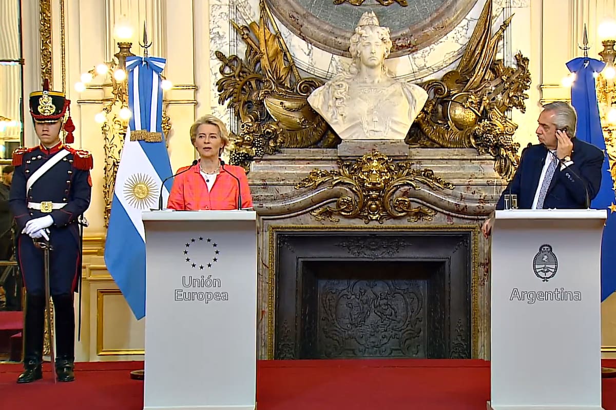 Ursula von der Leyen, presidenta de la UE, y el presidente Alberto Fernández
