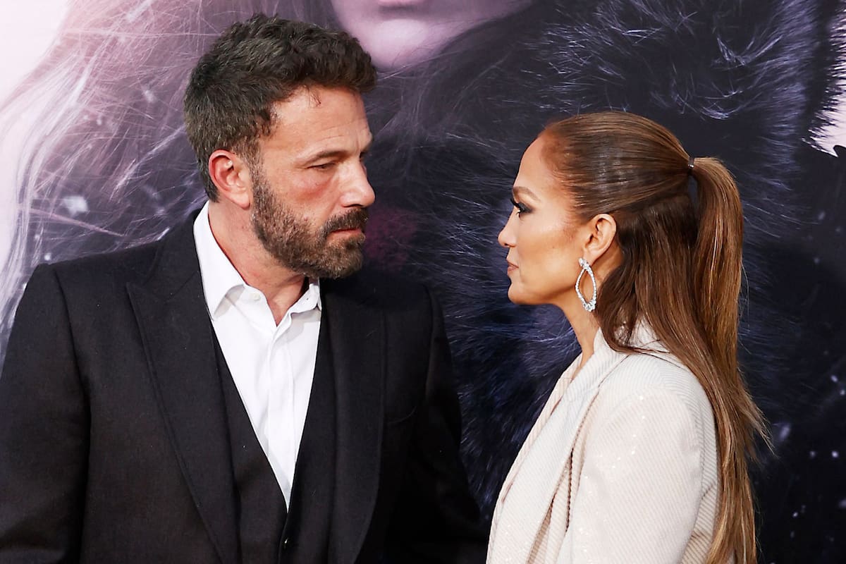 US actress/singer Jennifer Lopez and US actor Ben Affleck arrive for the premiere of "The Mother" at the Westwood Regency Village Theater in Los Angeles, California, on May 10, 2023. (Photo by Michael Tran / AFP)