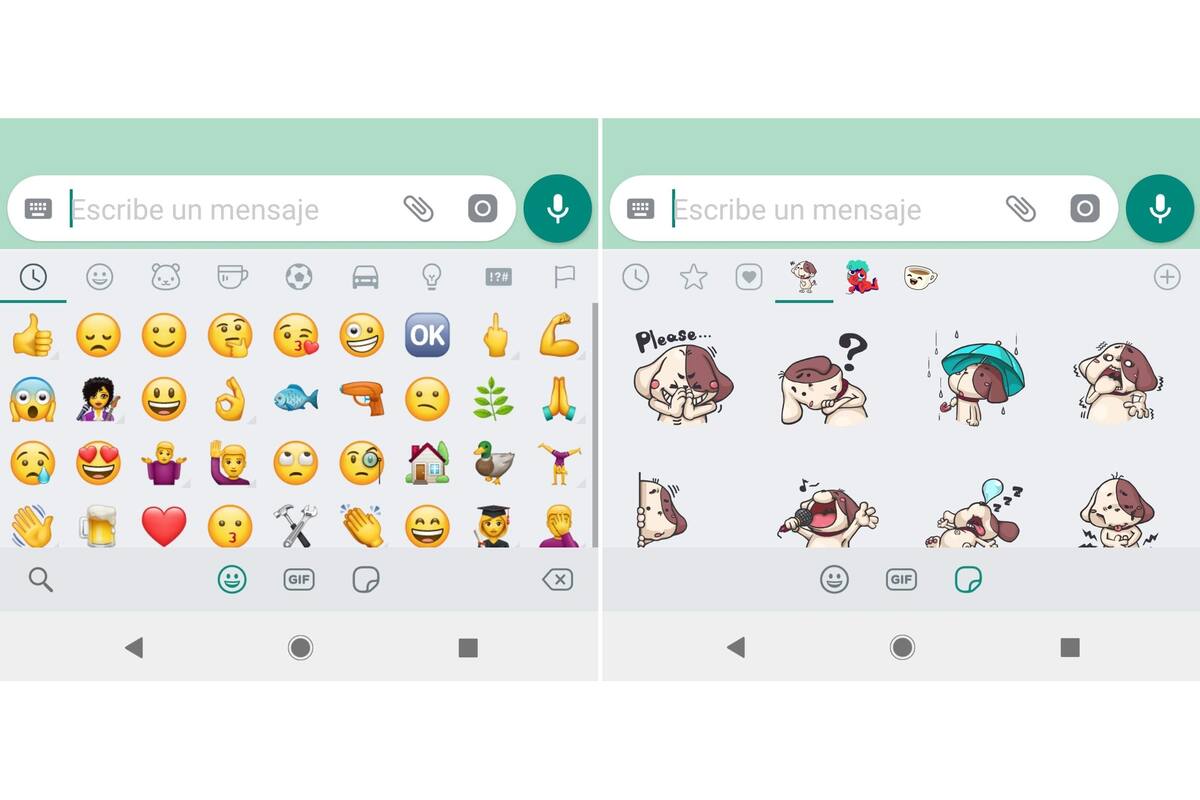 Usar los stickers es muy sencillo. En el teclado hay que tocar el botón del teclado, que abre el menú de emojis y GIFs animados, ahora aparece un tercer botón (en la base de la pantalla) con la posibilidad de ver stickers