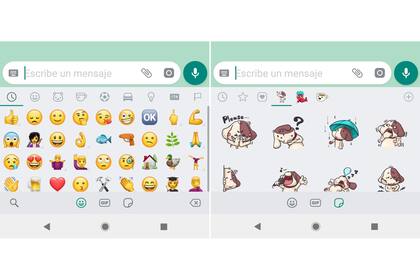 Usar los stickers es muy sencillo. En el teclado hay que tocar el botón del teclado, que abre el menú de emojis y GIFs animados, ahora aparece un tercer botón (en la base de la pantalla) con la posibilidad de ver stickers