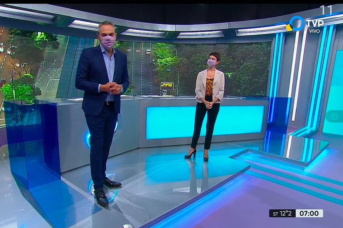 Uso de barbijo en la TV Publica despues de la muerte de Mauro Viale