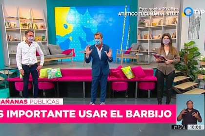 Uso de barbijo en la TV Publica despues de la muerte de Mauro Viale