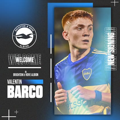 Valentín Barco, actualmente en el seleccionado sub 23 que juega el Preolímpico de Venezuela, ya fue presentado en Brighton, procedente de Boca.