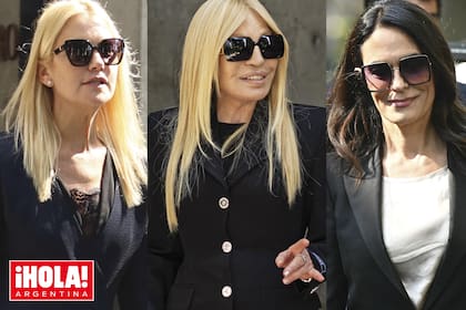 Valeria Mazza, Donatella Versace y la actriz Maria Grazia Cucinotta en Milán para darle el último adiós a Armani