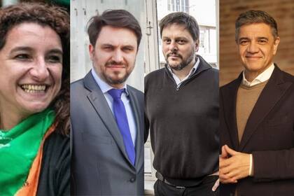 Vanina Biasi, Ramiro Marra, Leandro Santoro y Jorge Macri, los candidatos a Jefe de Gobierno porteño, ordenados desde la que salió cuarta hasta el que salió primero