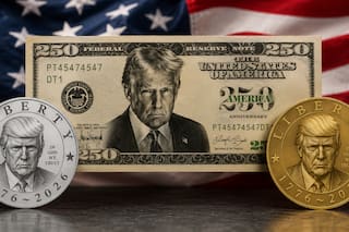 Las dos monedas y el billete que llevarían la imagen de Trump por el aniversario 250 de Estados Unidos