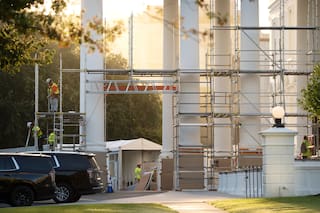Restauración del Pórtico Norte de la Casa Blanca, casi lista antes de la visita de Xi Jinping