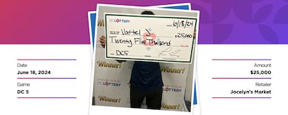 Vattel Jackson ganó por segunda vez en un año el mismo juego de la lotería de Washington (DC Lottery)