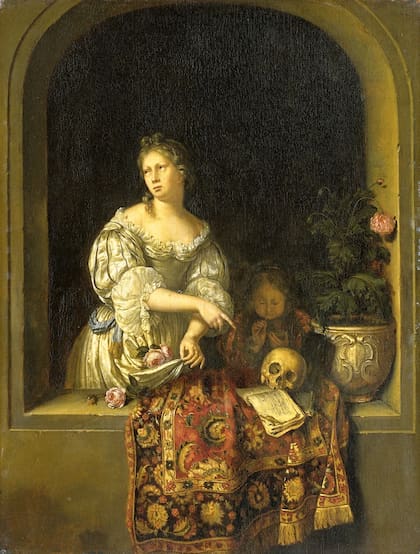 "Vemos en pinturas europeas muchas alfombras con los diseños clásicos persas", dice Squires. Este cuadro es del pintor holandés Willem van Mieris, que nació en 1662