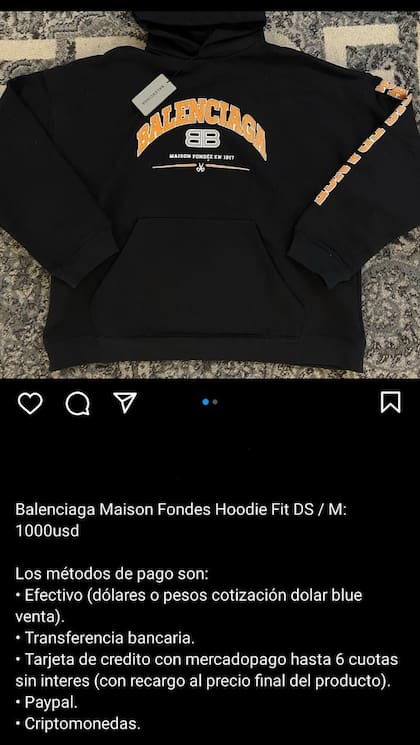 Venden buzos de Balenciaga por US$1000