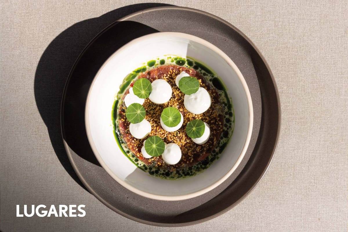 La barra y cocina a la vista, con predominio de madera y tonos verdes, plantas y una cantidad de luz justa para quienes van a la noche.