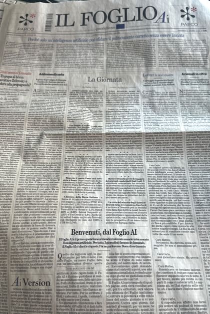 Versión impresa de Il Foglio AI. Crédito: Claudio Cerasa.