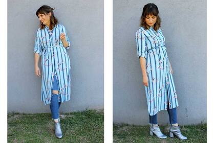 Vestido camisero $1073 de Tibetano / Botas glitter $990 de Tila Blanco