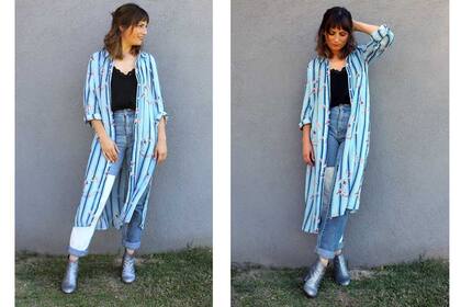 Vestido camisero $1073 de Tibetano / Musculosa lencera $249 de Veive / Botas glitter $990 de Tila Blanco