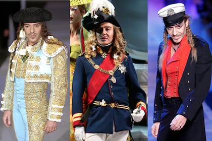VEstido como torero, pirata o marinero, John Galliano armaba su propio show en el final de los desfiles de Dior