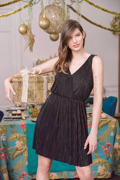 Vestido plisado con detalles lurex (Vitamina)